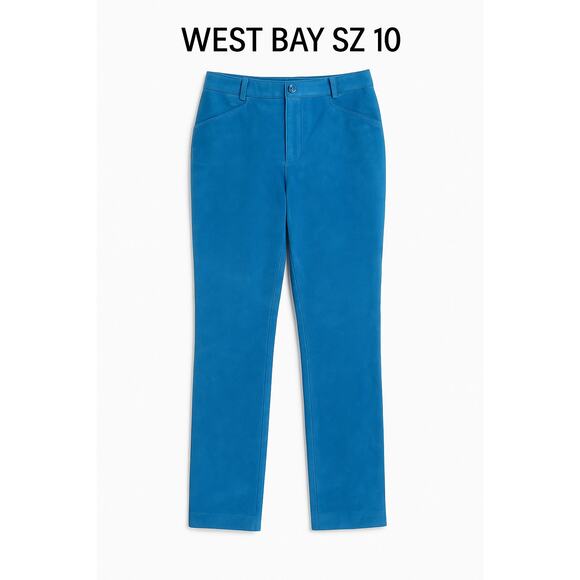 West Bay Women’s Size 10 Blue Pig Suede Pants - Picture 2 of 7